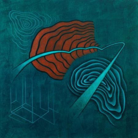 Turquoise Abstract Painting by Santosh More | ArtZolo.com