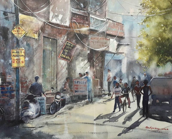 Twilight In Market Area Painting by Mrutyunjaya Dash | ArtZolo.com