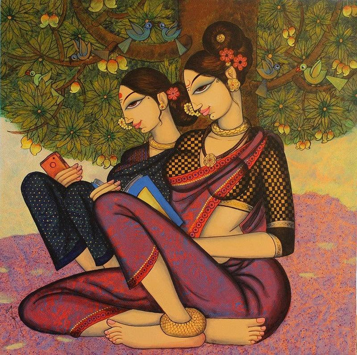 Two Beauties Painting by Varsha Kharatamal | ArtZolo.com