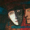 Figurative acrylic painting titled 'Two Face', 15x19 inches, by artist Mihir Kayal on Paper
