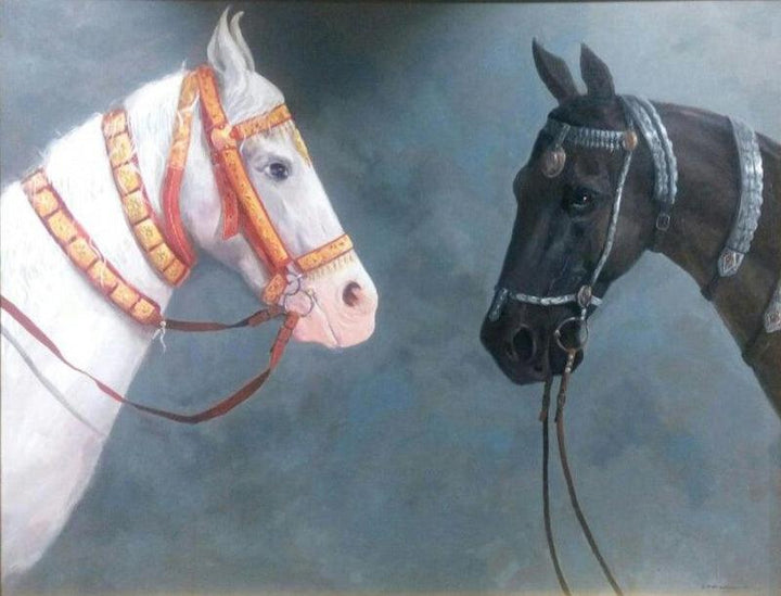 Two Horse Painting by Sarang Pharate | ArtZolo.com