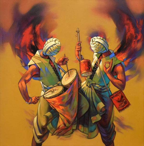Two Musicians Painting by Shankar Gojare | ArtZolo.com