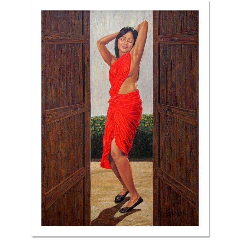 Figurative oil painting titled 'UNTITLE', 36x48 inches, by artist SHAHEEN VERMA on Canvas