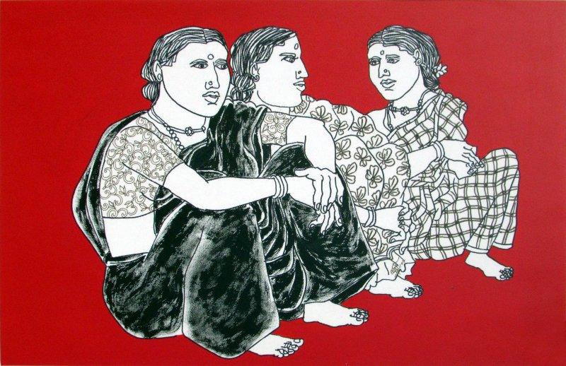 Figurative acrylic painting titled 'UNTITLE', 18x26 inches, by artist Laxman Aelay on Canvas