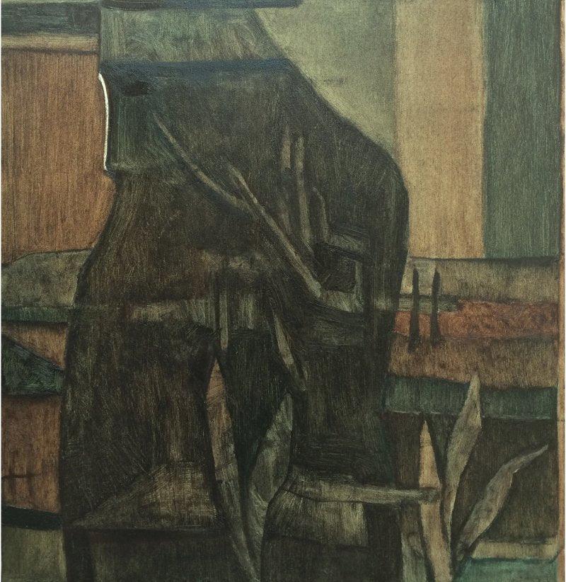 Figurative oil painting titled 'UNTITLED', 24x24 inches, by artist Umesh Bhoi on Canvas