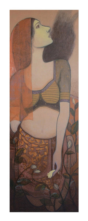 Figurative acrylic painting titled 'UNTITLED', 46x16 inches, by artist Bhakti Lad on Canvas