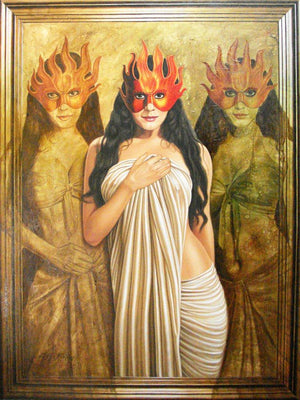 Figurative oil painting titled 'UNTITLED', 48x36 inches, by artist SHAHEEN VERMA on Canvas