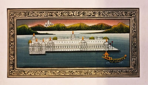 Udaipur Lake Palace Miniature Painting by Unknown | ArtZolo.com