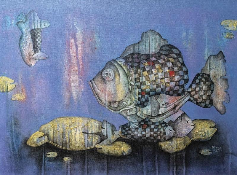 Animals acrylic painting titled 'Underwater', 18x24 inches, by artist Pooja Shelke on Canvas
