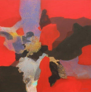 Abstract mixed media painting titled 'Untitiled', 48x48 inches, by artist Ravindra Parkhi on Canvas