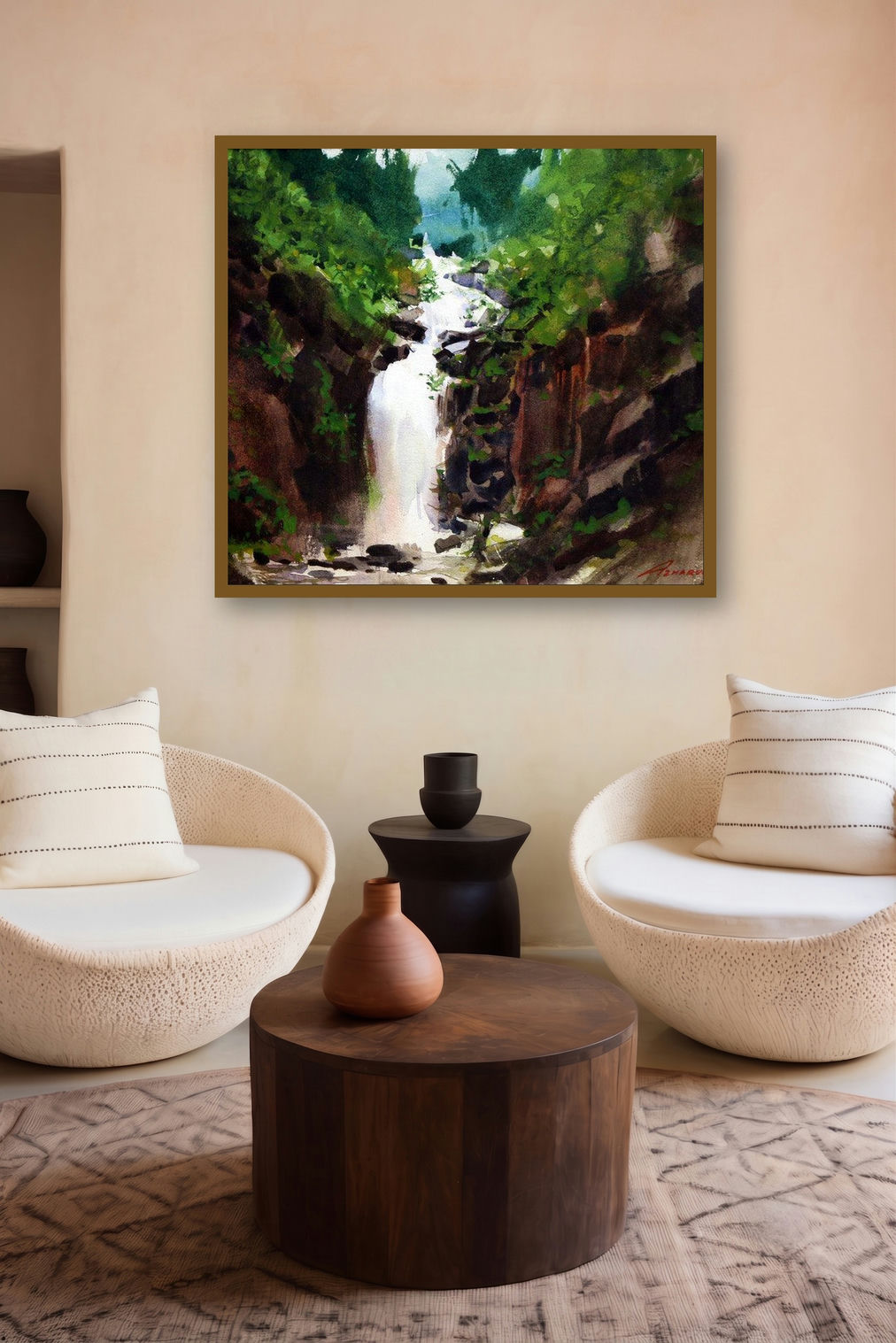 Untitled 1 (The Hidden Cascade) by artist Azharuuddin Inamdar displayed in a Modern gallery