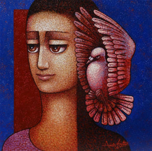 Figurative oil painting titled 'Untitled 1', 24x24 inches, by artist Amar Sultan on Canvas