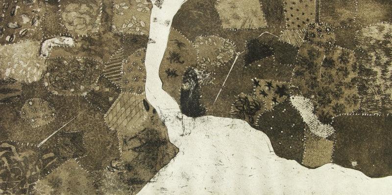 contemporary printmaking titled 'Untitled 1', 13x26 inches, by artist Milind Atkale on Paper