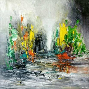Abstract acrylic painting titled 'Untitled 1', 24x24 inches, by artist Kamran Azim on Canvas