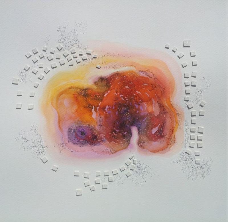 Abstract mixed media painting titled 'Untitled 1', 16x15 inches, by artist Jai Chouhan on Paper