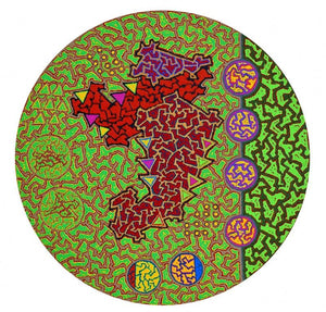 Untitled 1 (The Universe Within) by Nitin Dongare, Original Acrylic Abstract Painting on Canvas, Medium Circular Wall Art
