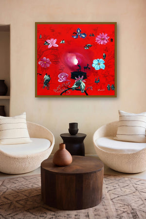 Untitled 1 (Crimson Embrace) by artist Rawindra Das displayed in a Boutique gallery