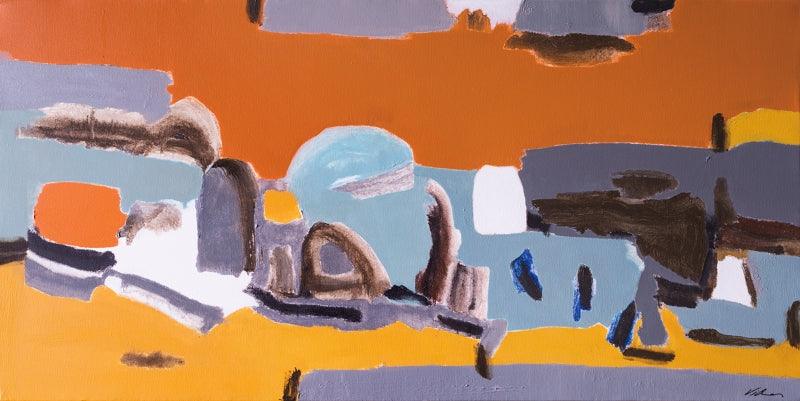 Abstract acrylic painting titled 'Untitled 1', 30x60 inches, by artist Vikas Malhara on Canvas