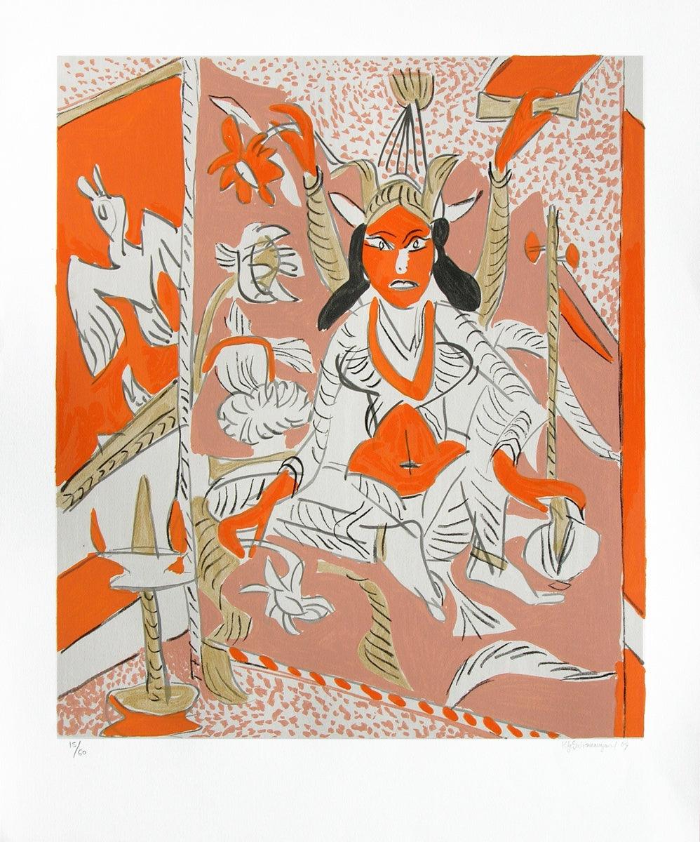 Religious serigraphs painting titled 'Untitled 1', 36x30 inches, by artist K. G. Subramanyan on Paper