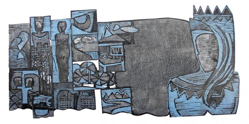 Figurative printmaking titled 'Untitled 1', 13x34 inches, by artist Priya Bambal on Paper