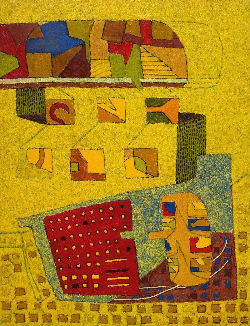 Abstract oil painting titled 'Untitled 1', 48x36 inches, by artist Sunil Ningule on Canvas