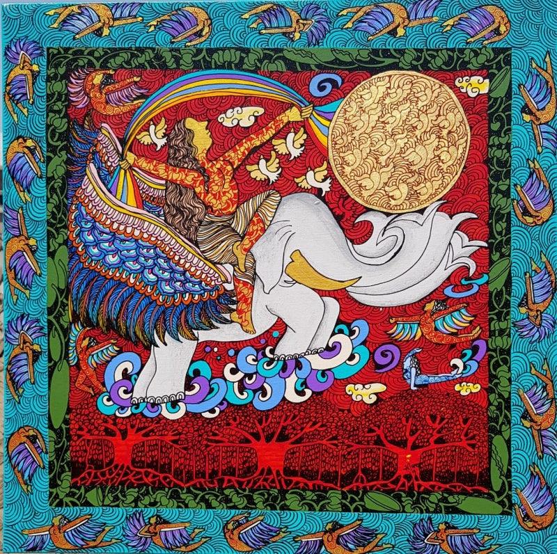 contemporary mixed media painting titled 'Untitled 1', 24x24 inches, by artist Seema Kohli on Canvas