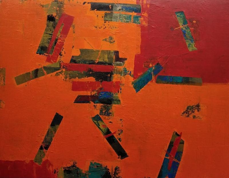 Abstract acrylic painting titled 'Untitled 1', 21x27 inches, by artist Sharad Tarde on Canvas