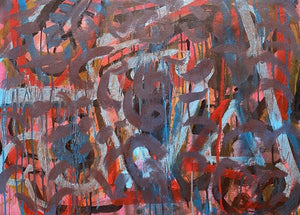 Abstract acrylic painting titled 'Untitled 1', 22x30 inches, by artist Heena Shaikh on Paper