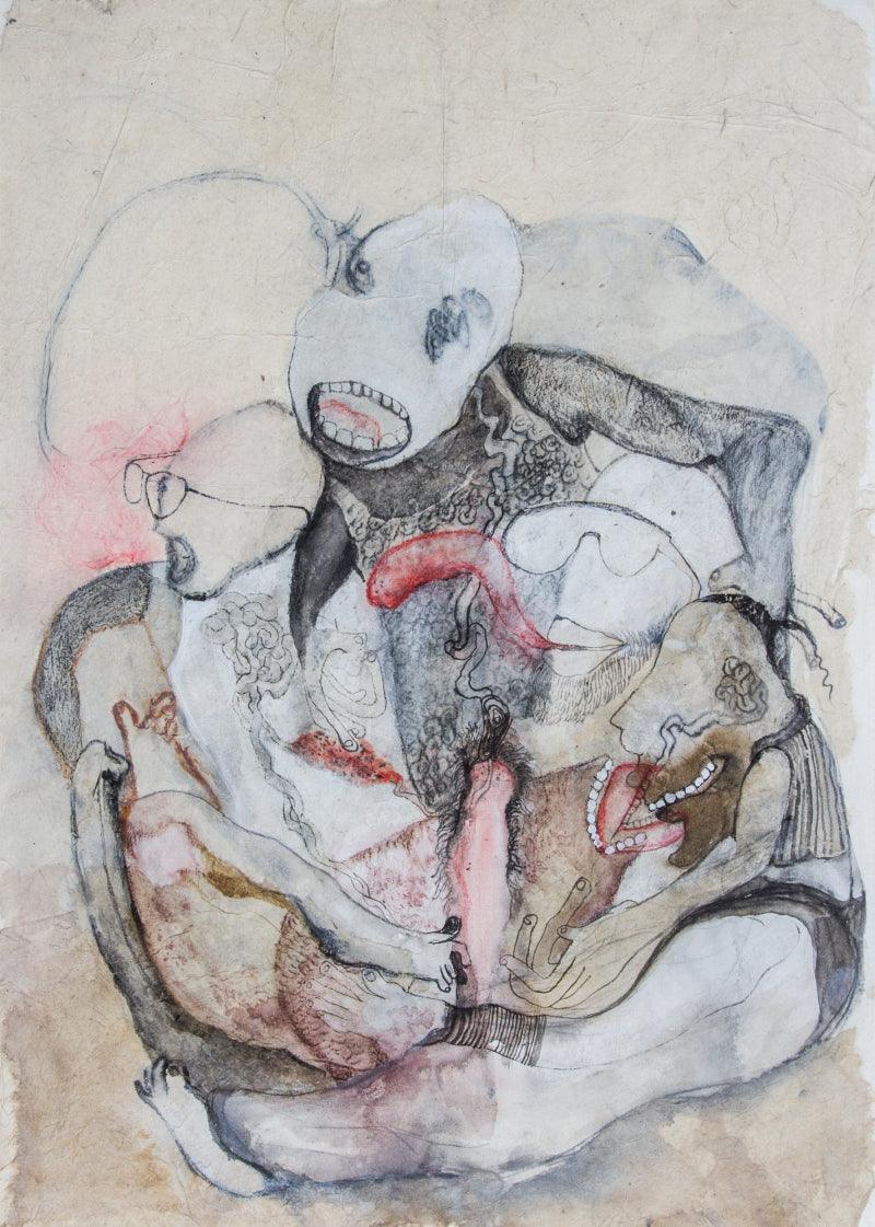 contemporary mixed media painting titled 'Untitled 1', 20x14 inches, by artist Susmita Chowdhury on Paper