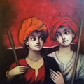 Figurative acrylic painting titled 'Untitled 1', 36x36 inches, by artist Vijay Gille on Canvas