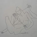 Erotic ink drawing titled 'Untitled 1', 8x8 inches, by artist Chikmath FV on Paper