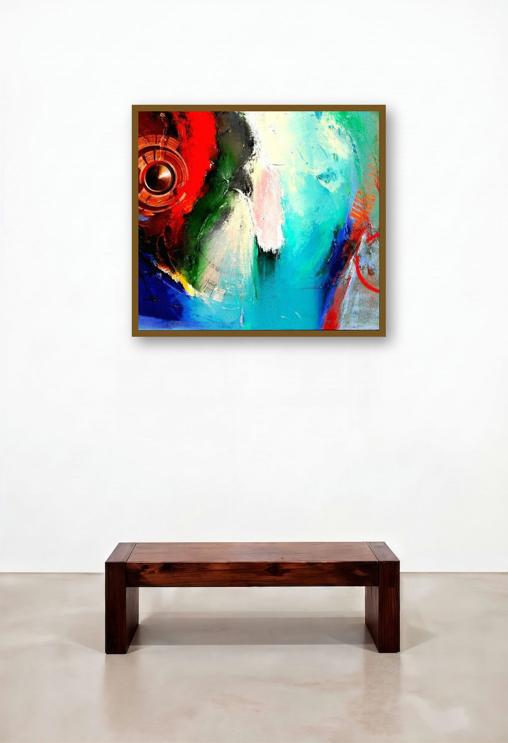 Untitled 1 (Collision of Worlds) by artist Murli Dhar Rai displayed in a Eclectic Living Room