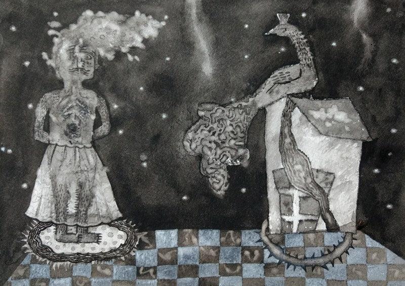 contemporary watercolor painting titled 'Untitled 1', 10x14 inches, by artist Sagar Kamble on Paper