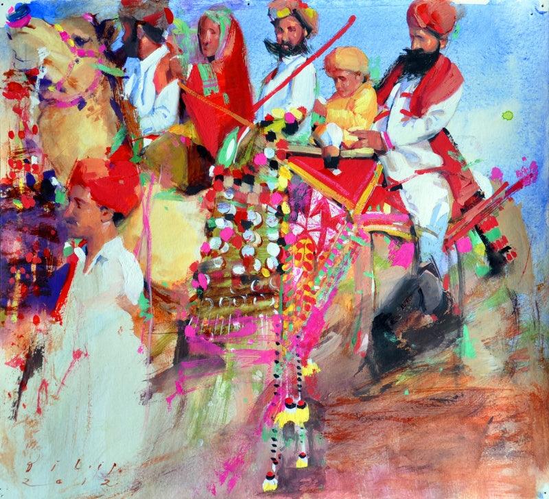 Figurative acrylic painting titled 'Untitled 1', 24x24 inches, by artist Dilip Dudhane on Canvas