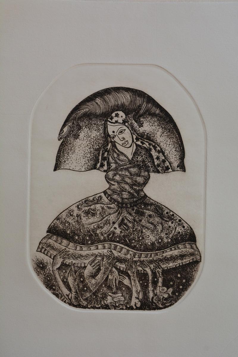 contemporary printmaking titled 'Untitled 1', 4x3 inches, by artist Anupama Dey on Paper