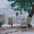 Cityscape watercolor painting titled 'Untitled 1', 10x14 inches, by artist Sharad Tawade on Paper