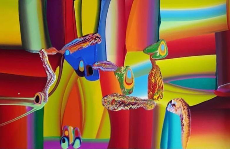 Abstract acrylic painting titled 'Untitled 1', 48x72 inches, by artist Krishnamachari Bose on Canvas