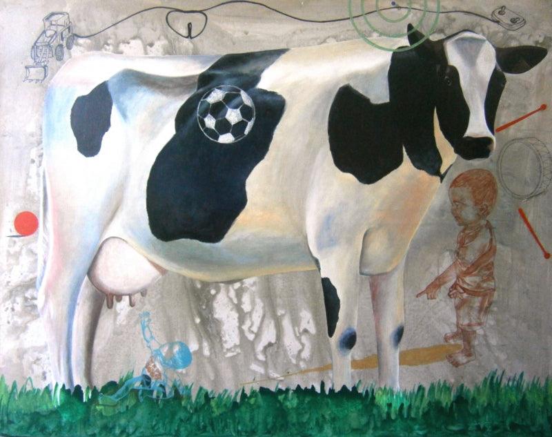 Figurative acrylic painting titled 'Untitled 1', 48x60 inches, by artist Raghavendar Angali on Canvas