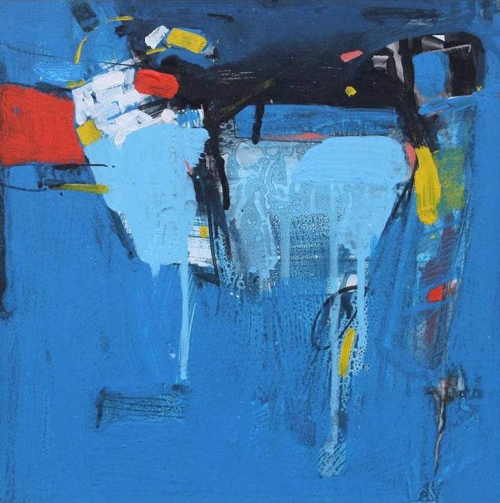 Abstract acrylic painting titled 'Untitled 1', 10x10 inches, by artist Yuvraj Devkar on Paper