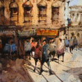 Cityscape watercolor painting titled 'Untitled 1', 22x15 inches, by artist Subrata Malakar on Paper
