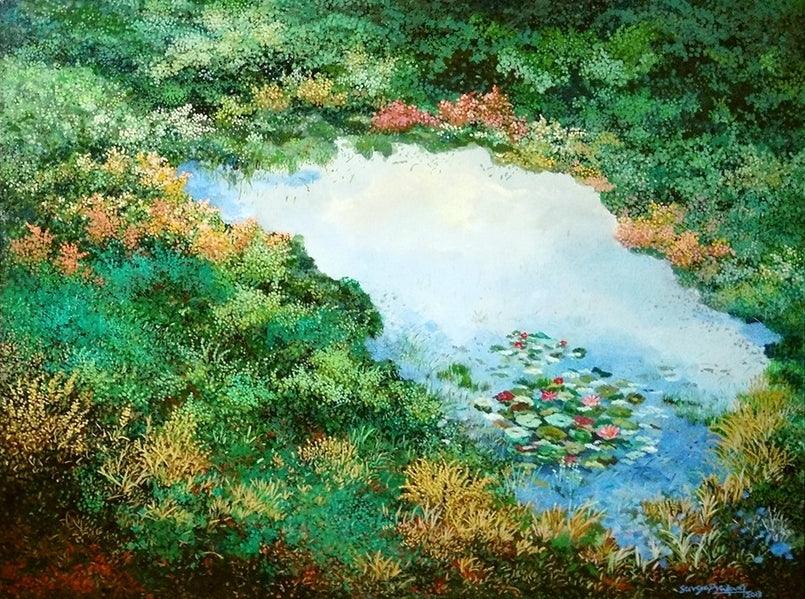 Nature acrylic painting titled 'Untitled 1', 36x48 inches, by artist Surya Prakash on Canvas