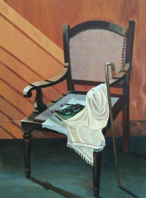 Still-life acrylic painting titled 'Untitled 1', 48x36 inches, by artist Divya Chinni on Canvas