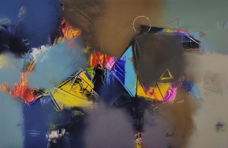 Abstract acrylic painting titled 'Untitled 1', 24x36 inches, by artist Paras Parmar on Canvas