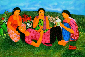 Figurative acrylic painting titled 'Untitled 1', 48x72 inches, by artist Anjum Khan on Canvas