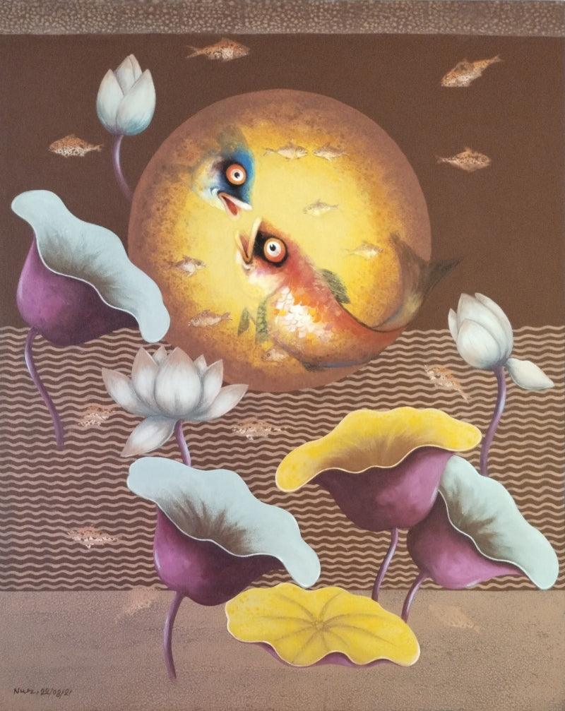 Animals acrylic painting titled 'Untitled 1', 30x24 inches, by artist Nur Ali on Canvas