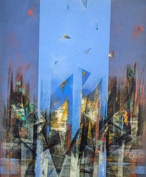Abstract acrylic painting titled 'Untitled 1', 59x47 inches, by artist Vasant Sonavani on Canvas