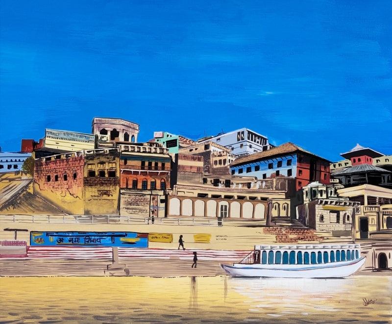 Landscape gouache painting titled 'Untitled 1', 23x20 inches, by artist D Shiva Prasad Reddy on canson 300 gsm paper