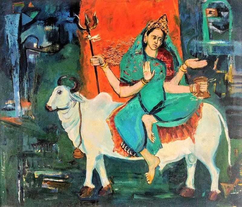 Religious oil painting titled 'Untitled 1', 60x60 inches, by artist Subhash Babhulkar on Canvas