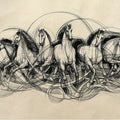 Animals charcoal drawing titled 'Untitled 1', 21x29 inches, by artist D Tiroumale on Handmade Paper