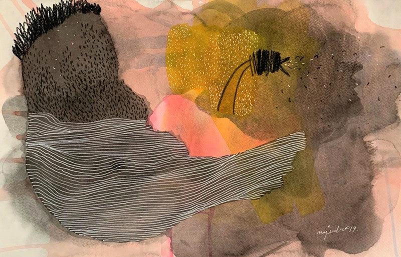 contemporary watercolor painting titled 'Untitled 1', 12x17 inches, by artist Mohd Majeed Mansoori on Paper